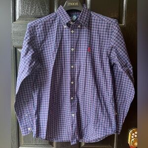 Ralph Lauren Youth Large 16/18 Button Up Plaid Shirt Long Sleeve 100% Cotton